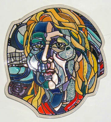 Ceramic plate self portrait of Kathryn Stovall Dennis