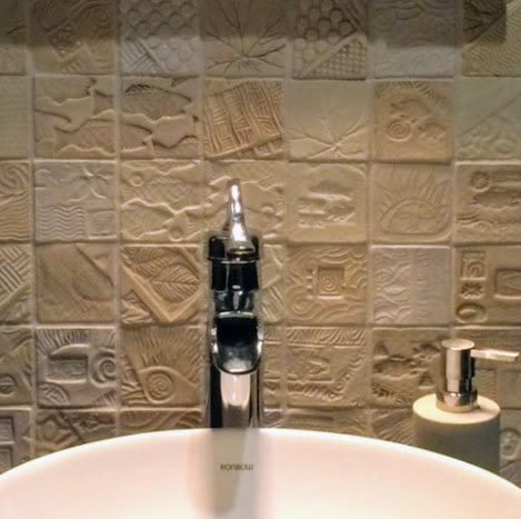 Handmade tiles for bathroom backsplash